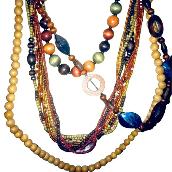 Vintage Jewelry - Lot of Wood Wooden Bead Beaded Necklaces